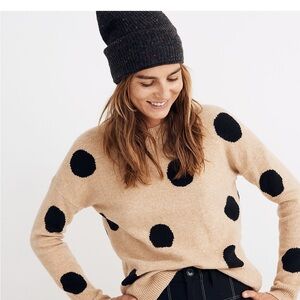NWOT- Madewell Dot Graystone Pullover Sweater in Coziest Yarn